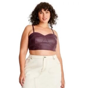 Future Collective with Reese Blutstein Strappy Faux Leather Tiny Top